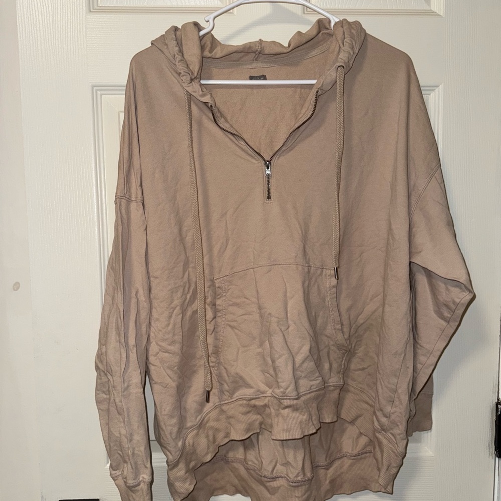 Tan Half-Zip Hoodie